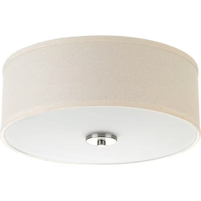 Inspire Collection 13 In. 2-Light Brushed Nickel Transitional Kitchen Ceiling Light Drum Flush Mount