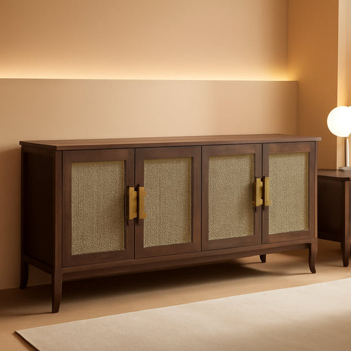 TV Stands for Living Room-Entertainment Center with Storage for Bedroom-Mid Century Modern Television Stands with 4 Doors 59" Media Console TV Cabinet Credenza for 45 50 55 60 65 Inch Tvs