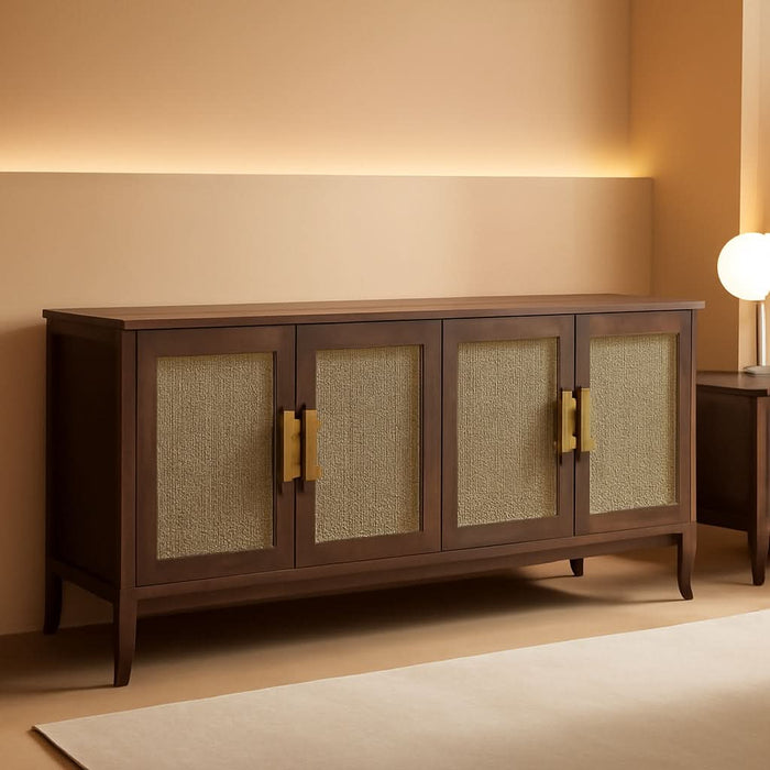 TV Stands for Living Room-Entertainment Center with Storage for Bedroom-Mid Century Modern Television Stands with 4 Doors 59" Media Console TV Cabinet Credenza for 45 50 55 60 65 Inch Tvs