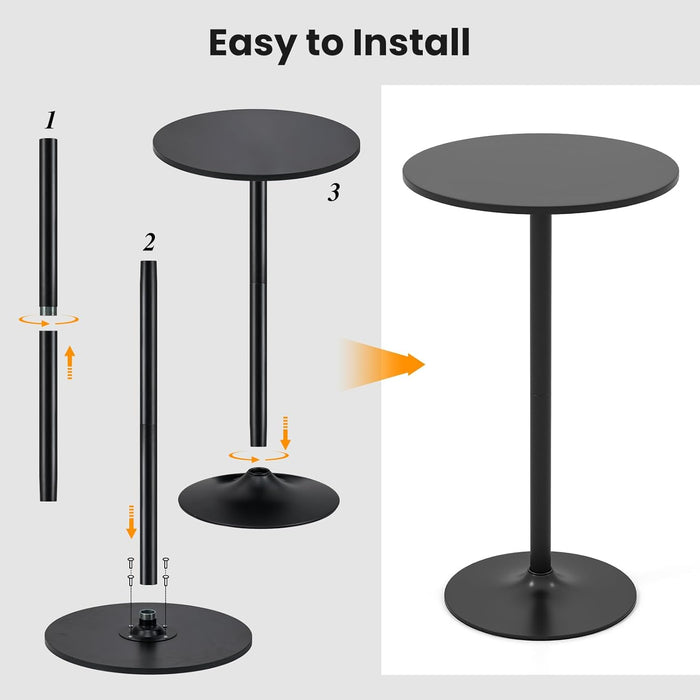 6-Pack 2-In-1 Bar Table with Detachable Pole, Metal Base, 24" round Top, 40"/22" Two Convertible Height, Cocktail Table, Coffee Table, Pub Table for Dining Room, Restaurant, Kitchen, Black