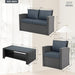 4 Pieces Patio Furniture Set, Outdoor Wicker Conversation Furniture Sets with Sofa, 2 Chairs and Coffee Table, Outdoor Loveseat with Soft Cushion for Garden, Balcony, Pool, Backyard, Grey