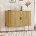 Sideboard Buffet Cabinet with Storage, 47” Mid Century Modern Accent Cabinet, Sliding Door Entryway Small Storage Cabinets for Kitchen, Living Room, Entryway, Oak