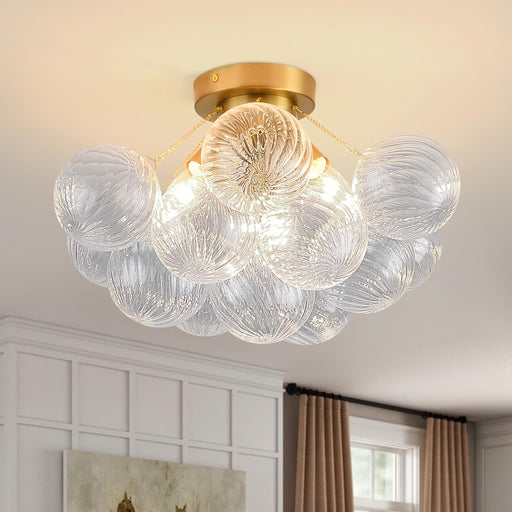 Bubble Chandelier 17In CrystalGlass Bubbles Semi Flush