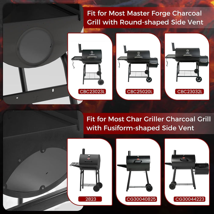 Gravity Smoker Side Firebox Retrofit Kit for Char Griller Fire Box Charcoal Barrel Grill Part for Master Forge Chargriller Offset Wood Pellet Smoker Hopper Outdoor Camping Grilling Cooking Accessories