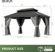 10' X 14' Permanent Hardtop Gazebo with Galvanized Steel Double Roof and Aluminum Frames Outdoor Large Pavilion Gazebo for Patio Deck Garden, Nettings and Curtains Included, Gray