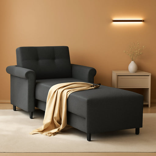 Dark Gray LambswoolFabricTextured Sofa Bed Chair Storage