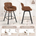 26" Swivel Bar Stools Set of 3, Counter Height Bar Stools with Backrest and Arms, Modern Upholstered Barstools with Metal Legs for Kitchen Island, Brown