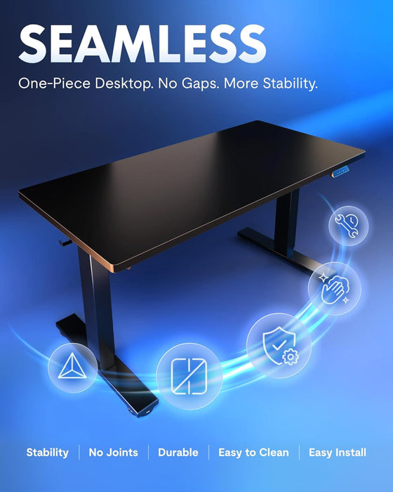 FLEXISPOT EN1 One-Piece Standing Desk, Electric Adjustable with 4 Memory Presets, 176 LBS Capacity, Stable & Quiet, Seamless Desktop for Home Office & Dual Monitors, 60"X24" Black