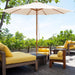10FT Patio Umbrella, Outdoor Table Market Umbrella W/8 Wooden Ribs, 3 Adjustable Heights, Rope Pulley System, Detachable Pole, Wooden Patio Umbrella for Garden, Poolside, Backyard (Beige)