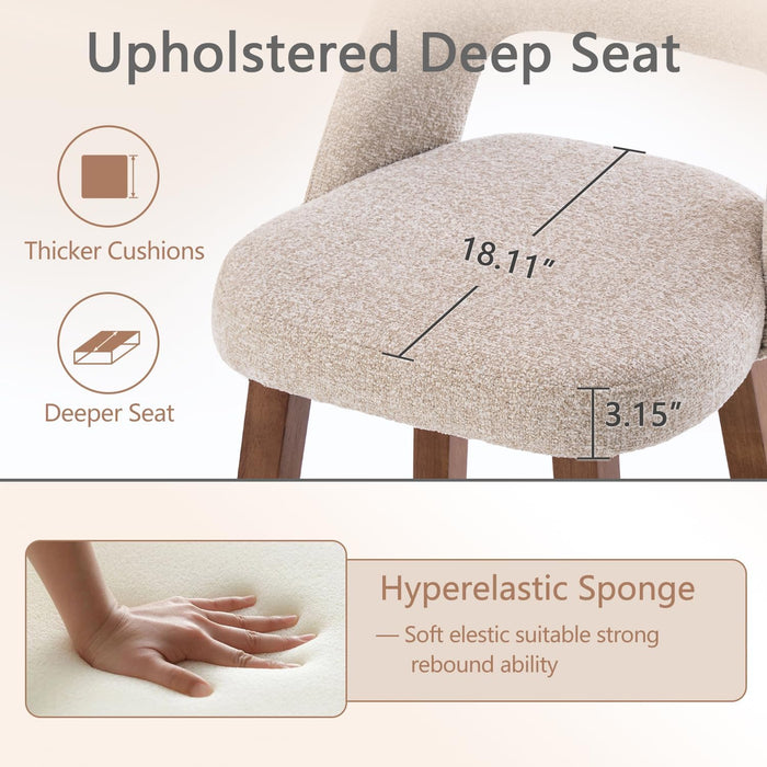 Counter Height Bar Stools, 26 Inch Bar Stools Set of 4 with Back, Upholstered Barstools with Footrest, Wood Legs, Fabric in Oatmeal
