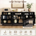 71" Sideboard Buffet Cabinet with Open Storage Shelf & Arched Doors