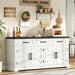 63" Farmhouse Buffet Sideboard Cabinet with 3 Drawers & Adjustable Shelves, White Coffee Bar Wine Bar Storage Cabinet for Kitchen, Living Room