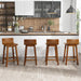 24.5" Bar Stools Set of 2, Counter Height Bar Stools W/Low Back & Footrest, Farmhouse Wooden Bar Dining Chairs, Armless Wood Barstools for Kitchen Island, Pub, Kitchen, Cafe, Breakfast, Brown
