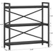 3 Tier Bookshelf 31.49" Width, Wood and Metal Etagere Bookcase, Vintage Farmhouse Modern Wooden Big Book Shelf for Home Living Room Bedroom Office Storage(Black)