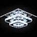 Modern Crystal Chandelier Stainless Steel Ceiling Crystal Lamp Semi Flush Mounted Lights Fixture Two Layer Square Chandelier Ceiling Lamp (Cool White)