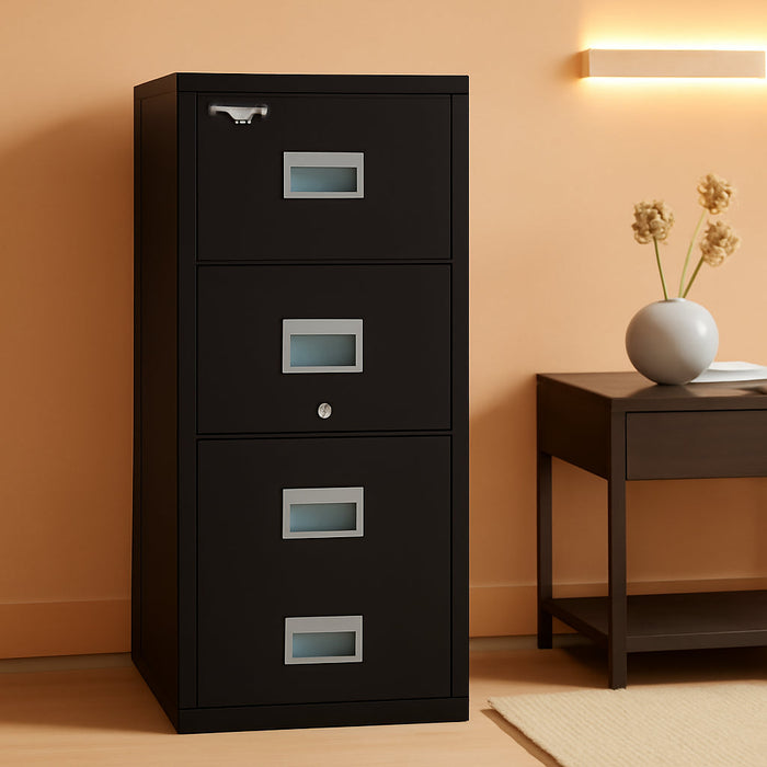 Patriot Vertical 4 Drawer Legal & Letter Fire Safe File Cabinet, Key Lock, 1 Hour Fire Rated UL Rated & Water Resistant, USA Made, Black
