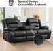 Faux Leather Manual Reclining Sofa with 2 Concealed Cup Holders, Overstuffed Armrest 3 Seat Recliner Sofa, Couch for Living Room, Meeting Room, Bedroom, Black