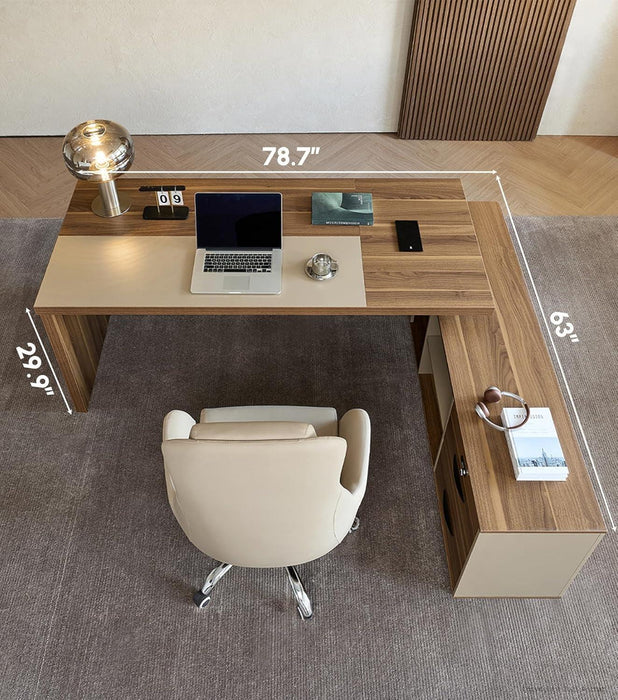 79 Inch L Shaped Desk LockableDrawers PrivacyPanel