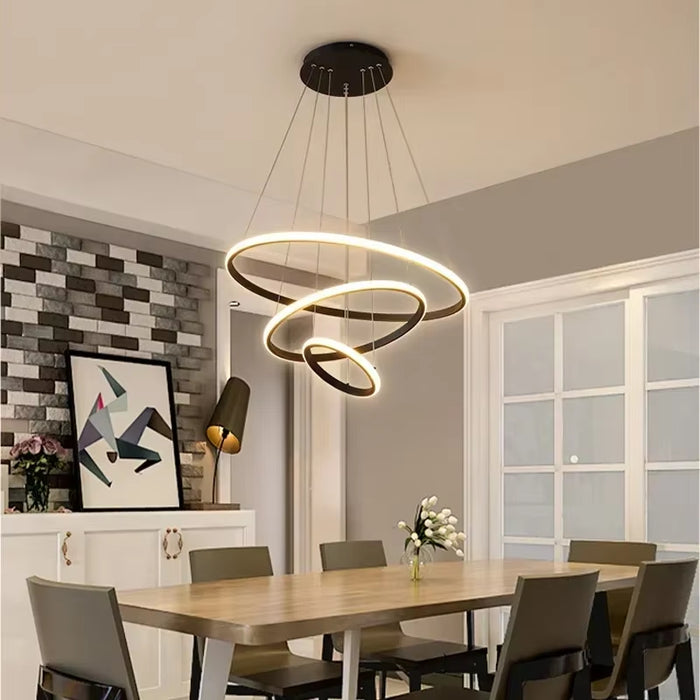 Nordic LED Circular Ceiling Pendant Light Ring Decoration Attic Living Room Dining Room Pendant Light Kitchen Indoor Lighting