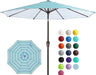 9FT Outdoor Patio Umbrella Outdoor Table Umbrella with Push Button Tilt and Crank, Market Umbrella 8 Sturdy Ribs UV Protection Waterproof for Garden, Deck, Backyard, Pool (Blue Green Stripe)