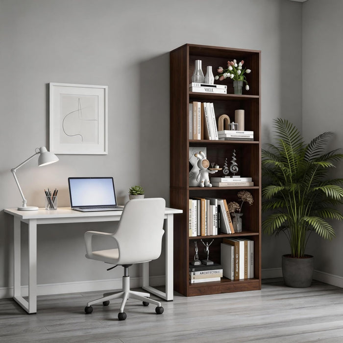 71" Inch Tall 5-Tier Bookcase,Large Freestanding Bookshelf for Home Office and Professional Workspace,Living Room,Bedroom and Dining Room (5-Tier, Dark Walnut, Side-Panel Separated)