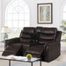 Black Faux Leather Loveseat Sofa with Recliners and Cup Holders