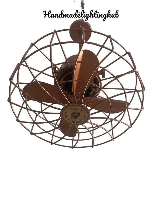 Nautical Modern Copper Finish Adjustable Height Pedestal Fan-Home Decor Accent - Ceiling & Wall Mountable for Bedroom, Office, and Kitchen