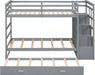 Twin over Twin Bunk Bed with Trundle and Staircase, Solid Wood Bunk Bed for Kids Teens Adults (Natural Gray)