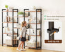 Triple 4 Tier Bookshelf, Large Bookcase with 11 Open Display Shelves, Modern Industrial Book Shelves Book Case for Bedroom, Wide Standing Shelving Unit for Living Room Home Office, Vintage