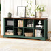 8 Cube Storage Organizer, 62" Long Low Horizontal Bookshelf, Green | 3 Tier Horizontal Bookcase, Wood Open Book Shelf, Farmhouse Cubby Storage, Wide Console Cabinet, Living Room, Entryway,Office