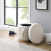 Home Décor Cream Sherpa round Storage Wooden Base by  Lexington Ottoman (AMZN2305)