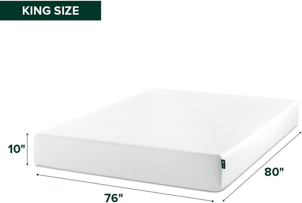 10 Inch King Green Tea Memory Foam Mattress, Medium Firm Feel