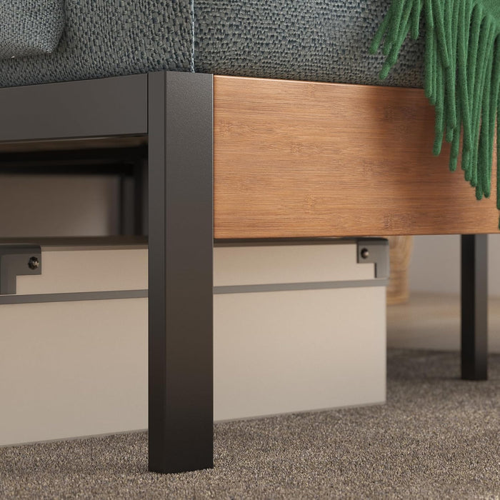 Olivia Metal and Bamboo Platform Bed Frame, No Box Spring Needed, Wood Slat Support, Easy Assembly, Twin