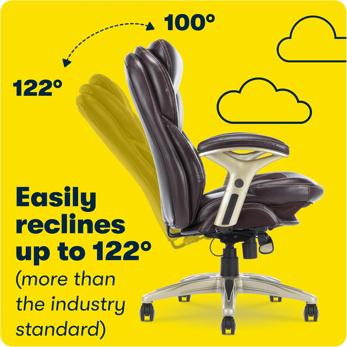 Claremont Ergonomic Executive Office Chair with Back in Motion Technology, Adjustable Mid Back Desk Chair with Lumbar Support, Bonded Leather, Chestnut Brown