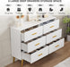 6 Drawer Dresser, Modern Wooden Chest of Drawers with Gold Handles, Deep Drawers for Bedroom, Living Room and Entryway, White