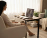 Height Adjustable C-Shaped Sofa Side Table, Laptop Table for Couch & Bed, Rustic Brown