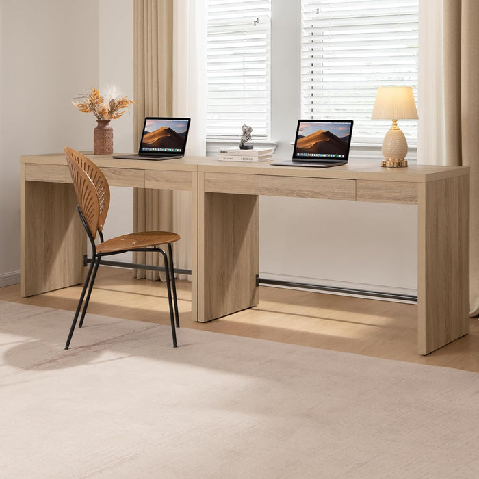 Computer Desk Writing Table - 47-Inch Wooden Study Desk for Bedroom, Farmhouse Home Office Desk with Drawer, Boho Makeup Vanity Table for Dormitory (Reclaimed Light Oak, 1 Piece)