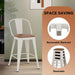 24" Metal Counter Height Bar Stools with Back Set of 4 Off-White | Modern Farmhouse Barstools with Large Seat, Footrest, High Back Counter Bar Chairs for Kitchen Island, Dining Room