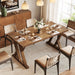 Solid Wood Dining Table for 4-6 People, 63 Inches Wooden Farmhouse Rectangular Kitchen Dinner Table with Heavy-Duty Legs for Home, Living Room, Dining Room, Rustic Brown