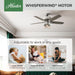 Quiet 52 Inch Reversible Brushed Nickel Ceiling Fan