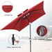 6.6 X 10 Ft Rectangular Patio Umbrella, Outdoor Market Table Umbrella with Push Button Tilt and Crank, Double-Tier Vent, 6 Ribs, Rectangle Patio Umbrella for Backyard, Deck, Pool, Fits 4–6 Chairs and Tables (Wine Red)