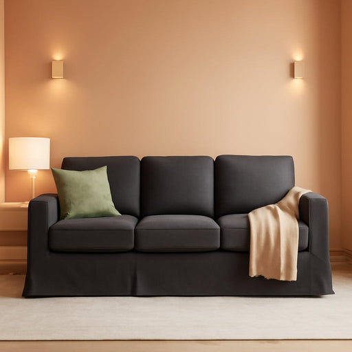 Modern Sofa, 89 Inch Slipcovered Sofa, 3 Seater Sofa Comfy Couch for Living Room Office, Linen Grey Oversized Couch