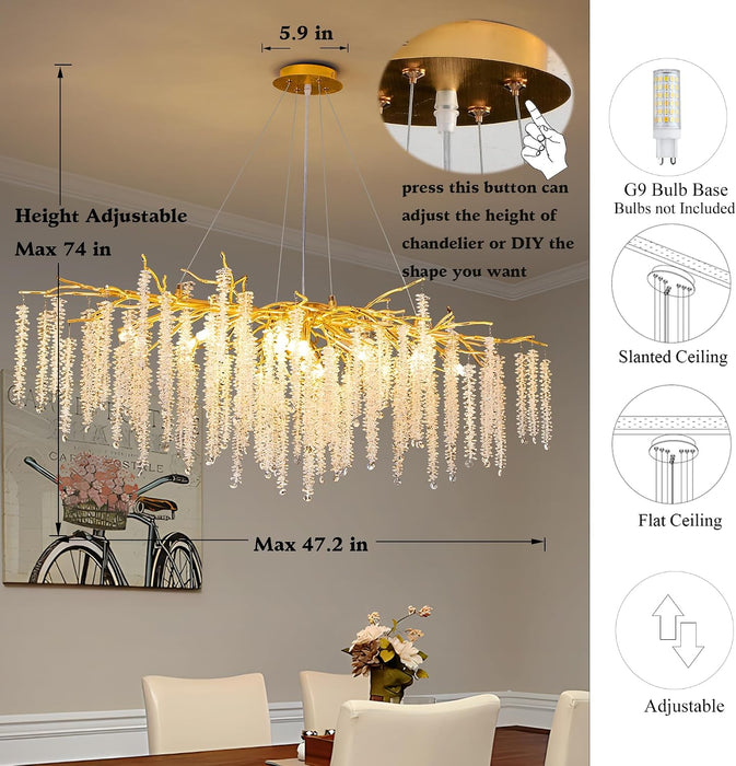 Golden Tree Branch CrystalChandelier 13 Light Pendant