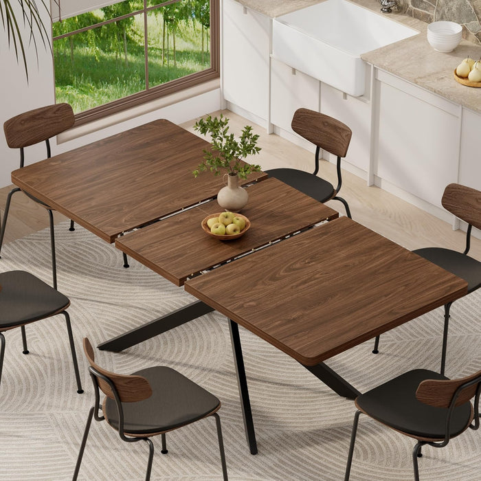 Extendable Dining Room Table for 4 6 8, 55"-70.9" Long Rectangle Kitchen Table,Wood Expandable Dining Table with Butterfly Leaf Self-Storing, Space Saving, for Kitchen Dining Living Room,Modern,Walnut