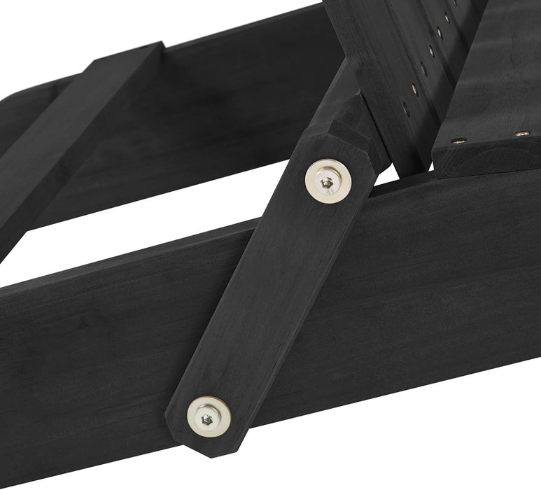 Folding Adirondack Chair Set of 2 Outdoor, 300LBS Solid Wood Garden Chair Weather Resistant, Fire Pit Lounge Chairs for Garden/Yard/Patio/Lawn, Black