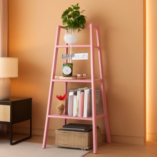 Corner Shelf, 4-Tier Corner Bookshelf with Metal Frame, Ladder Corner Shelves Display Shelf for Bedroom Living Room, Tall Corner Bookcase Corner Plant Stand, Wood Small Corner Shelf Stand Home