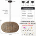 22In Rattan Chandelier Pendant Light Farmhouse Ceiling