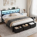 King Size Bed Frame with 3 Storage Drawers & Headboard
