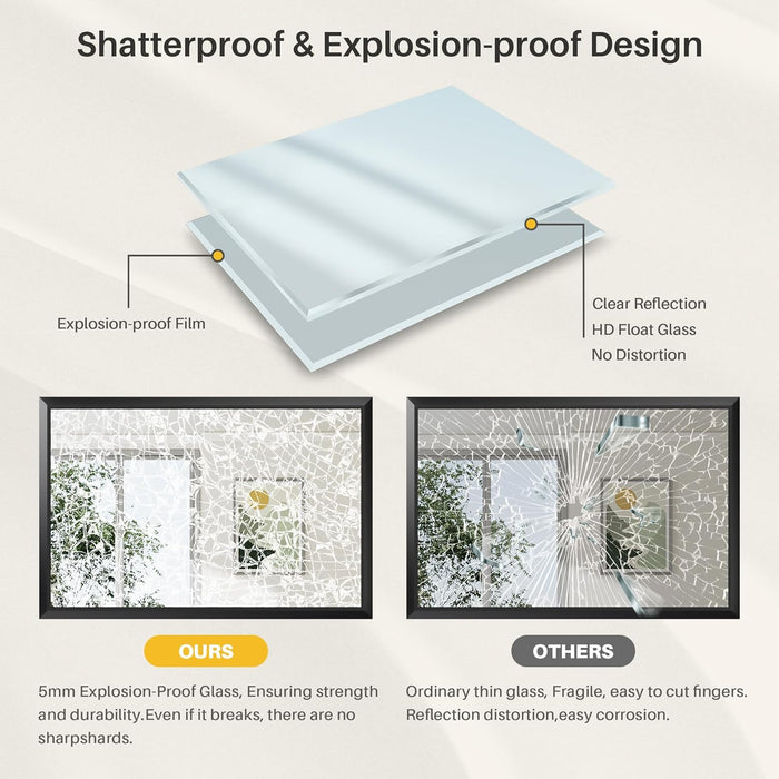 Elegant GlossBlack Bathroom Mirror 24x36 Inches Wide