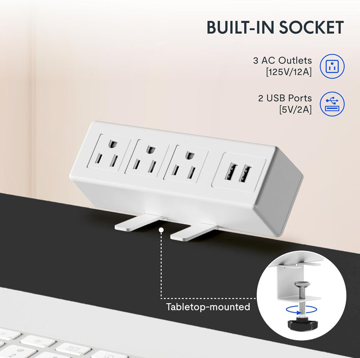 FLEXISPOT EN2 48"X30" Whole-Piece Standing Desk with Power Strip, White